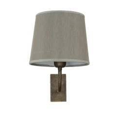 Wohnzimmerlampen|Metall Lampen*Giovanni Battista Messing Wandleuchte E27 Beige Stoff Schirm