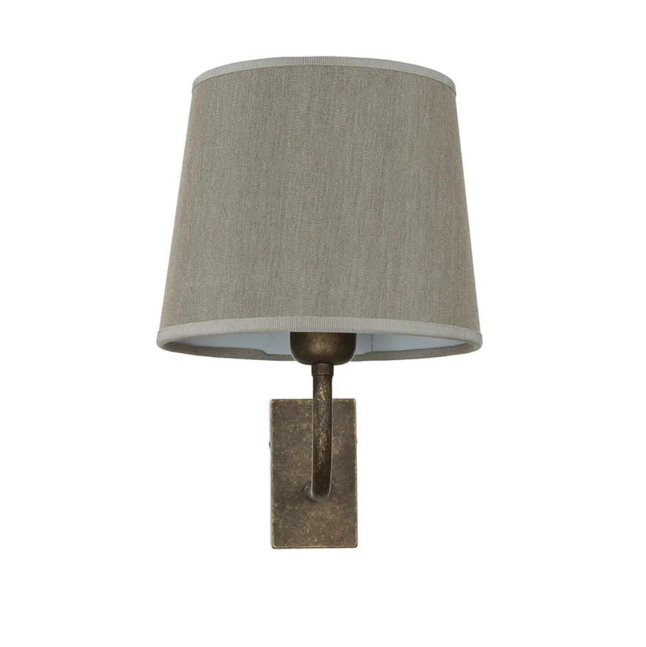 Wohnzimmerlampen|Metall Lampen*Giovanni Battista Messing Wandleuchte E27 Beige Stoff Schirm