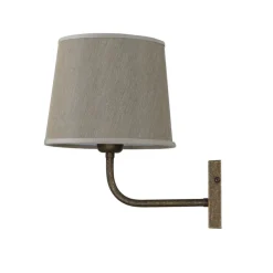 Wohnzimmerlampen|Metall Lampen*Giovanni Battista Messing Wandleuchte E27 Beige Stoff Schirm