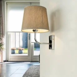 Giovanni Battista Messing Wandleuchte E27 Beige Silber elegant< Wandleuchten|Küchenlampen