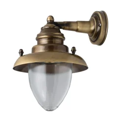 Außenwandleuchten|Rustikale Lampen*Lido Messing Wandleuchte Glas Schirm Maritim außen