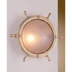 Led Lampen|Wandleuchten*Laura Suardi Messing Wandleuchte LED Maritim Steuerrad