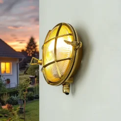 Lido Messing Wandleuchte rund IP64 Maritim SERIFOS< Rustikale Lampen|Metall Lampen