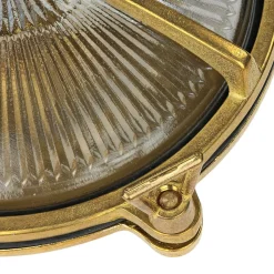 Lido Messing Wandleuchte rund IP64 Riffelglas Bullauge< Außenwandleuchten|Rustikale Lampen