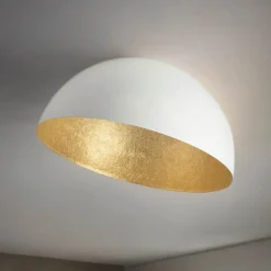 Esszimmer Lampen|Wohnzimmerlampen*Sigma Metall Deckenleuchte Gold Weiß rund Ø70 cm E27 stylisch
