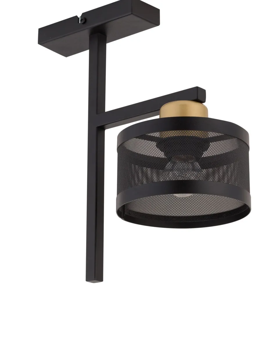 Sigma Metall Deckenleuchte Schwarz Gold E27 L:28 cm stilvoll< Deckenleuchten|Bürolampen