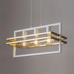 Sigma Metall Hängelampe Metall Weiß Gold E27 76 cm groß< Moderne Lampen|Designerlampen
