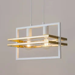 Hängelampen|Moderne Lampen*Sigma Metall Hängelampe Weiß Gold E27 lang 40,5 cm bis 0,8 m