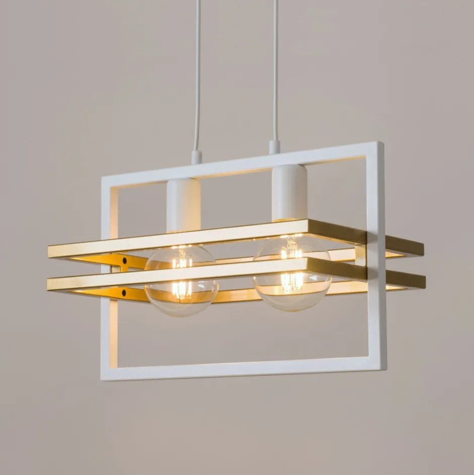 Hängelampen|Moderne Lampen*Sigma Metall Hängelampe Weiß Gold E27 lang 40,5 cm bis 0,8 m