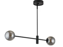 Sigma Metall Pendellampe Schwarz Glas Grau G9 2-flammig< Kugellampen|Moderne Lampen