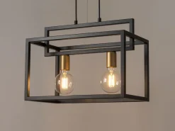 Sigma Metall Pendelleuchte Gold Schwarz L:45 cm E27 2-flammig< Wohnzimmerlampen|Esszimmer Lampen