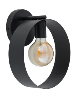 Sigma Metall Wandlampe Schwarz Ring Design E27 H:29 cm< Wandleuchten|Flurlampen