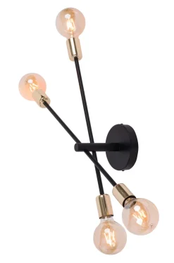 Sigma Metall Wandlampe Schwarz Gold 4-flammig B:62 cm E27< Wandleuchten|Küchenlampen