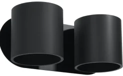 Wandleuchten|Flurlampen*Sollux Metall Wandleuchte Schwarz B:26cm H:12cm Modern 2x G9