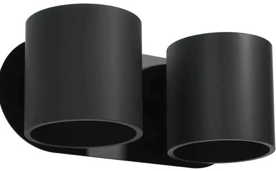 Wandleuchten|Flurlampen*Sollux Metall Wandleuchte Schwarz B:26cm H:12cm Modern 2x G9