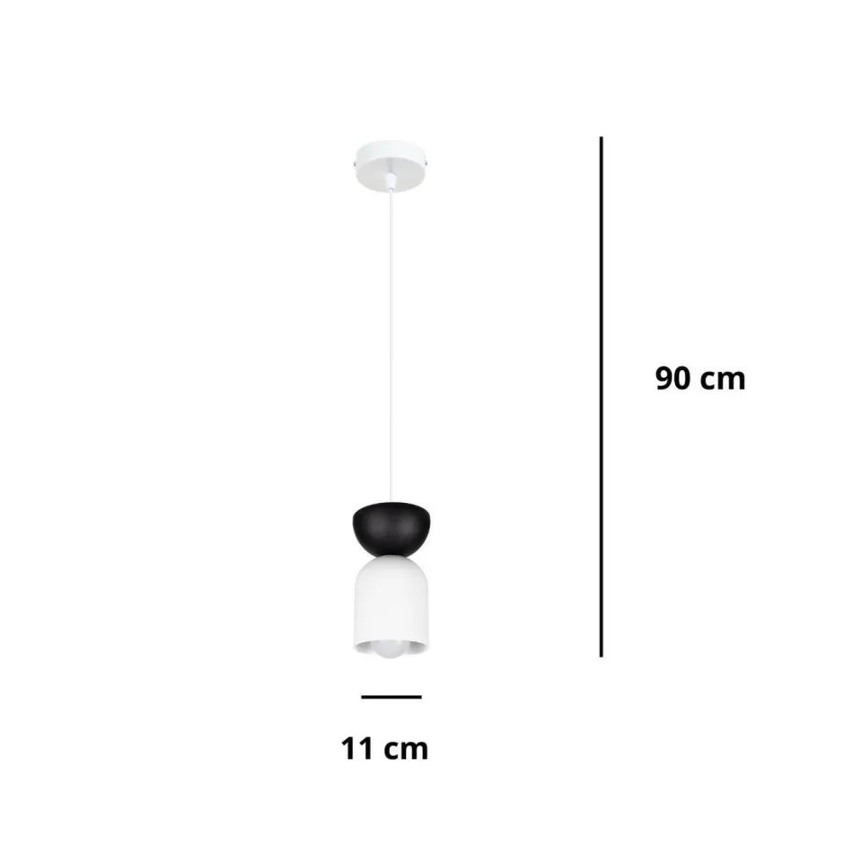 Belis Minimalistische Hängelampe Weiß Schwarz E27 Ø11 cm rund< Hängelampen|Bürolampen