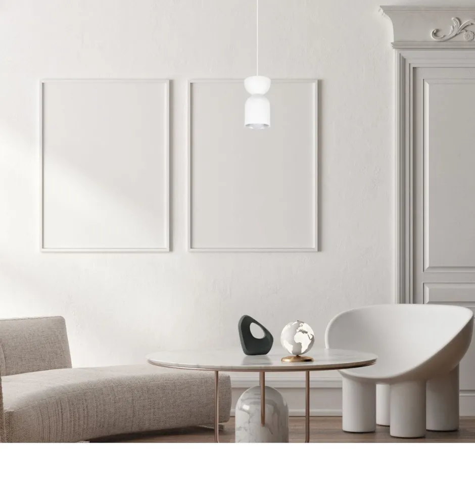 Belis Minimalistische Hängelampe Weiß Zeitlos E27 Ø11 cm rund< Hängelampen|Bürolampen