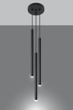 Sollux Minimalistische Hängeleuchte Schwarz Ø20cm 3x G9 PETERA< Esszimmer Lampen|Moderne Lampen