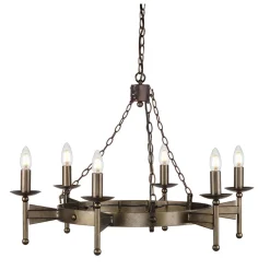 Rustikale Lampen|Designerlampen*Elstead Mittelalterlicher Kronleuchter Schmiedeeisen Esszimmer