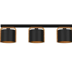 Luminex Moderne Deckenlampe Stoff Holz Metall E27 L:90 cm< Deckenleuchten|Flurlampen