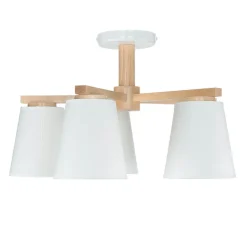 Deckenleuchten|Flurlampen*Lamkur Moderne Deckenleuchte Holz 5xE27 Skandinavisch