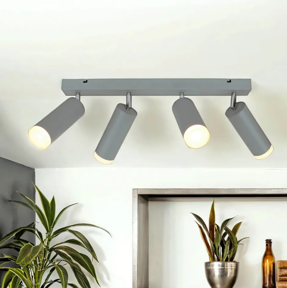 Deckenleuchten|Flurlampen*Lamkur Moderne Deckenstrahler Silber lang Aluminium Lampe