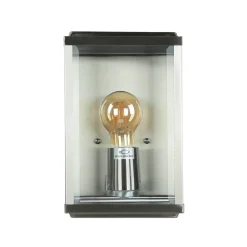 Außenwandleuchten|Metall Lampen*Searchlight Moderne eckige Außenwandleuchte E27 Silber satiniert