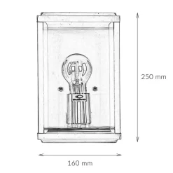 Außenwandleuchten|Metall Lampen*Searchlight Moderne eckige Außenwandleuchte E27 Silber satiniert