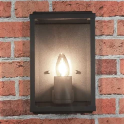 Außenwandleuchten|Rustikale Lampen*Searchlight Moderne eckige Außenwandleuchte Schwarz