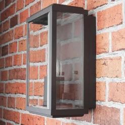 Außenwandleuchten|Rustikale Lampen*Searchlight Moderne eckige Außenwandleuchte Schwarz