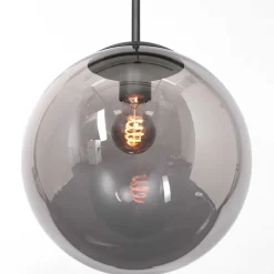 Hängelampen|Bürolampen*Steinhauer Moderne Hängelampe Glas in Rauchgrau E27 Ø20 cm rund