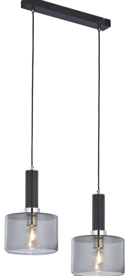 Hängelampen|Esszimmer Lampen*Jupiter Moderne Hängelampe Glas Rauchgrau 2-flammig L:52cm