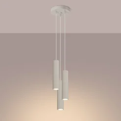 Hängelampen|Bürolampen*Sollux Moderne Hängelampe in Creme 3-flammig GU10 schmal Ø 19,5 cm