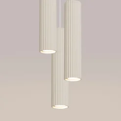 Hängelampen|Bürolampen*Sollux Moderne Hängelampe in Creme 3-flammig GU10 schmal Ø 19,5 cm