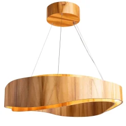 Hängelampen|Bürolampen*Elstead Moderne Hängelampe LED rund Ø 80 cm groß Teak Holz Furnier