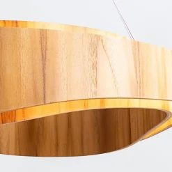 Hängelampen|Bürolampen*Elstead Moderne Hängelampe LED rund Ø 80 cm groß Teak Holz Furnier