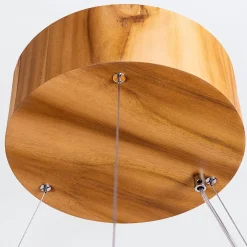 Hängelampen|Bürolampen*Elstead Moderne Hängelampe LED rund Ø 80 cm groß Teak Holz Furnier