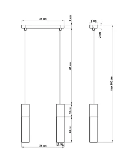 Sollux Moderne Hängeleuchte Metall Beton 2-flammig GU10< Wohnzimmerlampen|Moderne Lampen