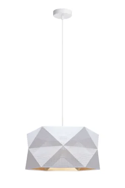 Belis Moderne Hängeleuchte Stoff blendarm E27 L:70 Weiß Beige< Hängelampen|Bürolampen