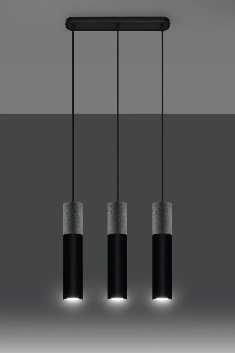 Sollux Moderne Pendelleuchte Metall Beton 3-flammig GU10< Hängelampen|Esszimmer Lampen