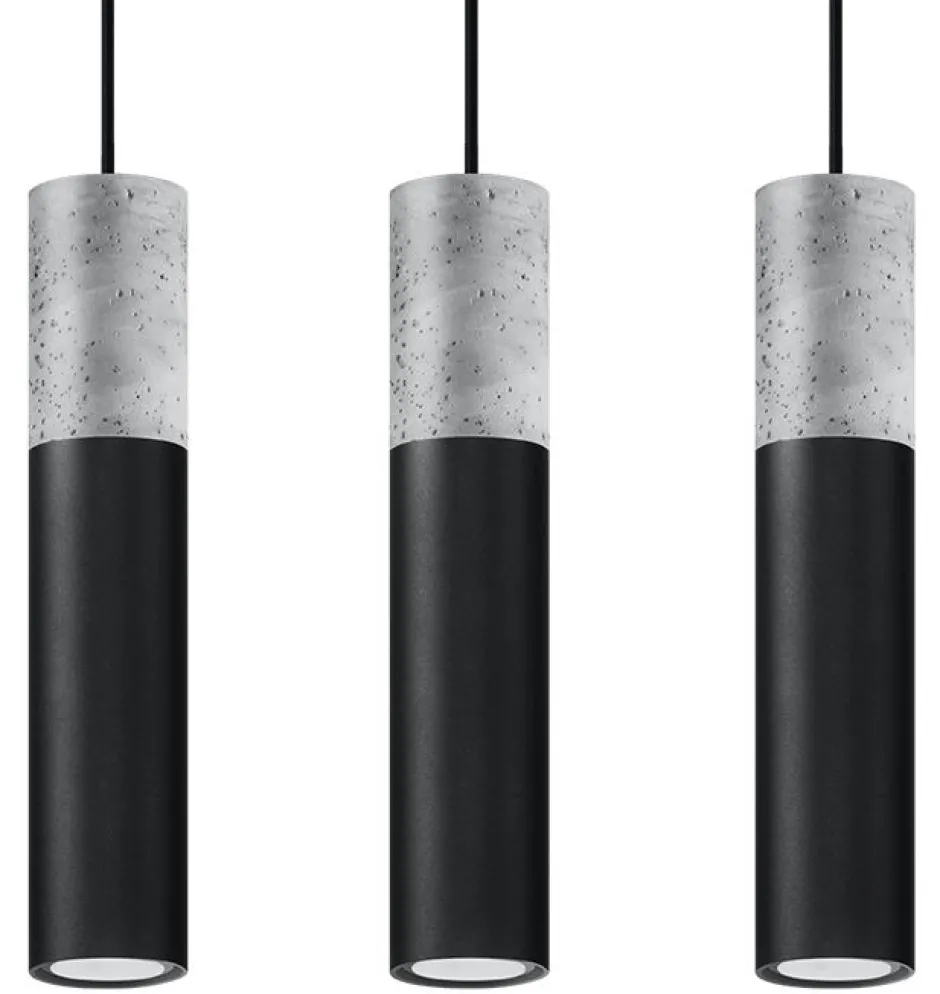 Sollux Moderne Pendelleuchte Metall Beton 3-flammig GU10< Hängelampen|Esszimmer Lampen