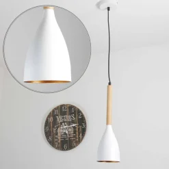 Luminex Moderne Pendelleuchte MUZA Weiß Metall Holz Gold< Hängelampen|Esszimmer Lampen
