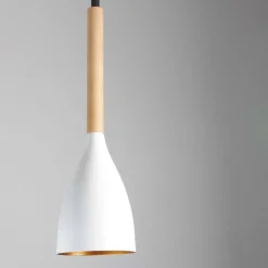 Luminex Moderne Pendelleuchte MUZA Weiß Metall Holz Gold< Hängelampen|Esszimmer Lampen