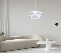 Belis Moderne Pendelleuchte Stoff blendarm E27 L:70 Weiß< Hängelampen|Bürolampen