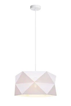 Belis Moderne Pendelleuchte Stoff blendarm E27 L:70 Weiß Gold< Hängelampen|Bürolampen