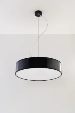 Hängelampen|Esszimmer Lampen*Sollux Moderne runde Pendelleuchte ATIS in Schwarz