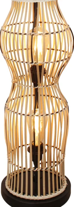 Eco-Light Moderne Stehlampe Bambus Natur Schwarz E27 60 cm 2-flmg< Wohnzimmerlampen|Metall Lampen