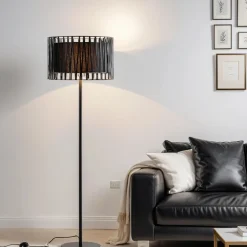 TK Lighting Moderne Stehlampe Schwarz Metall rund 145 cm< Moderne Lampen|Stehlampen