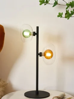 Wohnzimmerlampen|Glaslampen*Eco-Light Moderne Tischlampe Glas Kugeln Grün Bernstein G9 48 cm