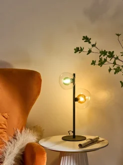 Wohnzimmerlampen|Glaslampen*Eco-Light Moderne Tischlampe Glas Kugeln Grün Bernstein G9 48 cm